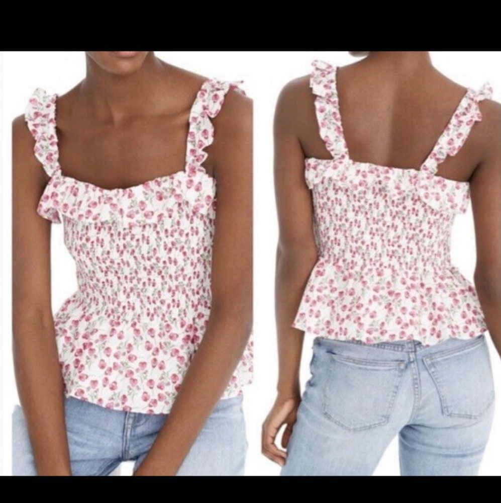 ⭐️ J. Crew Ruffled Smocked | Liberty Rose Floral Sleeveless Top | Size S